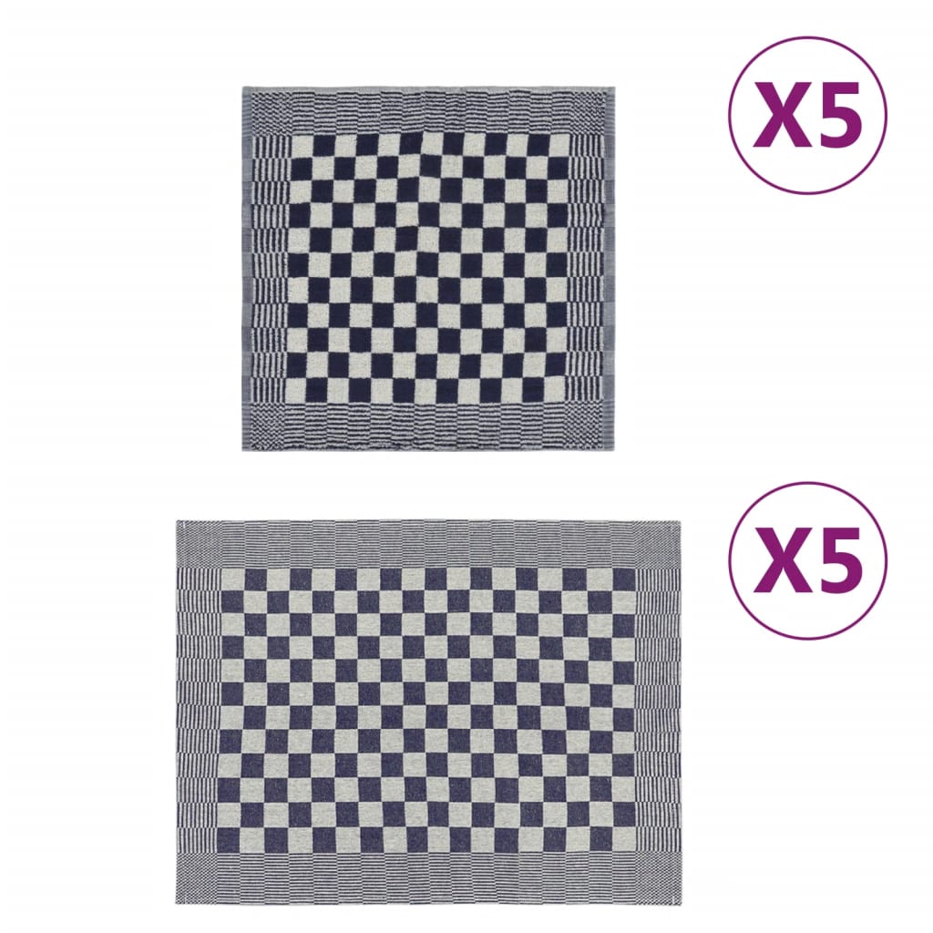 vidaXL Set de prosoape, 10 buc., albastru și alb, bumbac vidaXL Set de prosoape, 10 buc., albastru și alb, bumbac