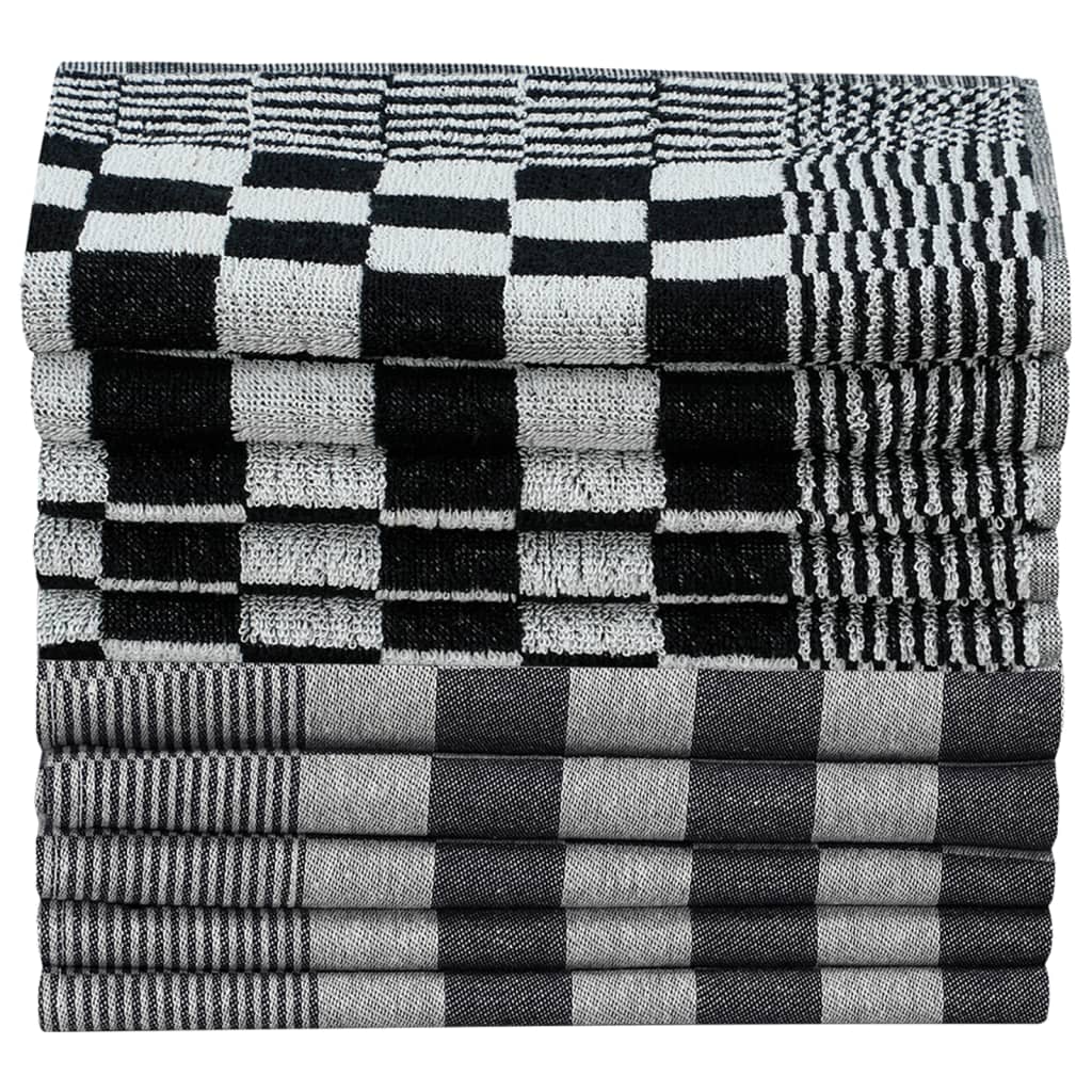 vidaXL Set de prosoape, 10 buc., negru și alb, bumbac vidaXL Set de prosoape, 10 buc., negru și alb, bumbac