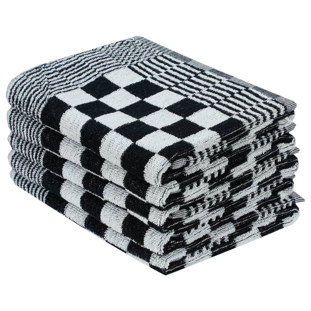 vidaXL Set de prosoape, 10 buc., negru și alb, bumbac vidaXL Set de prosoape, 10 buc., negru și alb, bumbac