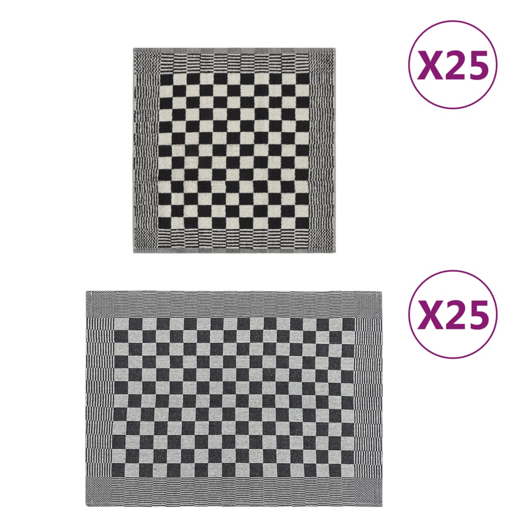vidaXL Set de prosoape, 50 buc., negru și alb, bumbac vidaXL Set de prosoape, 50 buc., negru și alb, bumbac
