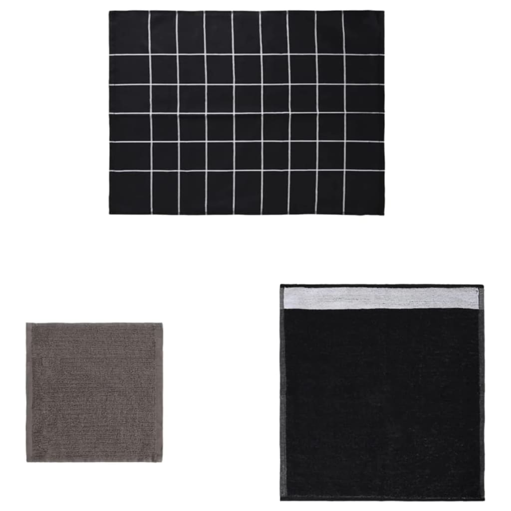 vidaXL Set de prosoape, 12 buc., negru, bumbac vidaXL Set de prosoape, 12 buc., negru, bumbac