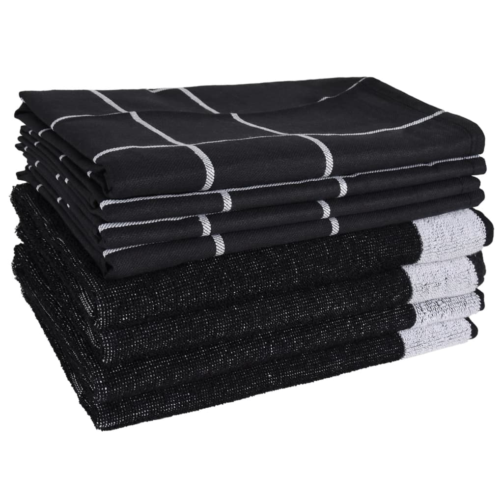 vidaXL Set de prosoape, 12 buc., negru, bumbac vidaXL Set de prosoape, 12 buc., negru, bumbac
