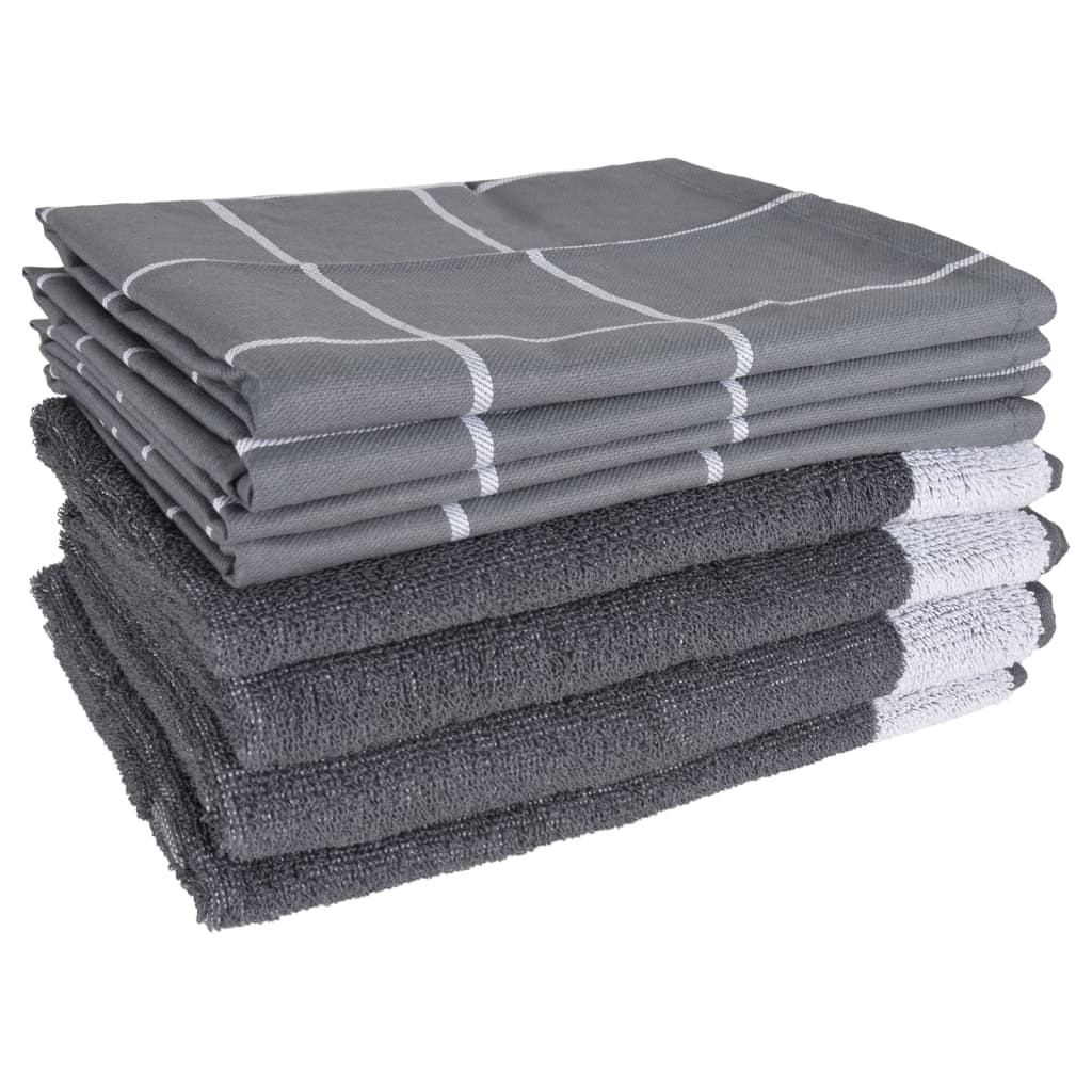 vidaXL Set de prosoape, 12 buc., gri, bumbac vidaXL Set de prosoape, 12 buc., gri, bumbac