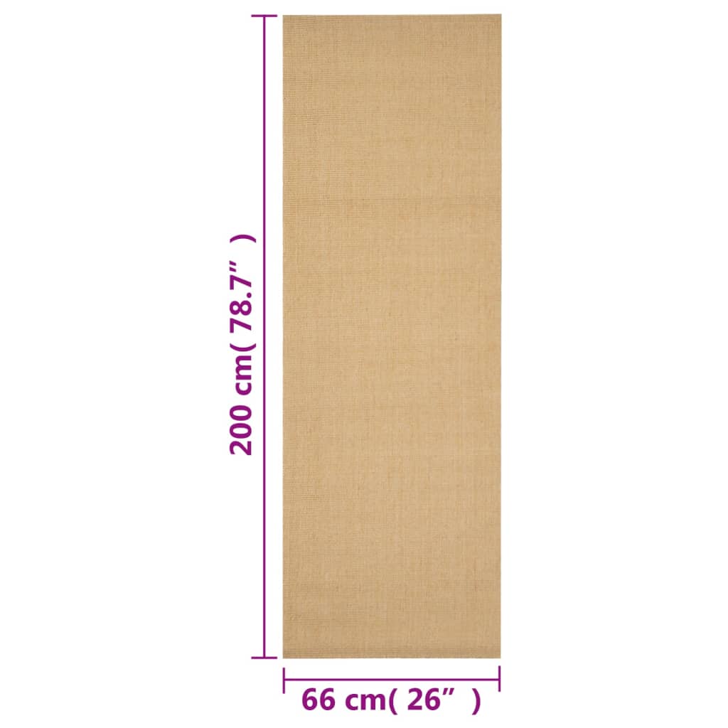 vidaXL Covor din sisal, natural, 66x200 cm vidaXL Covor din sisal, natural, 66x200 cm