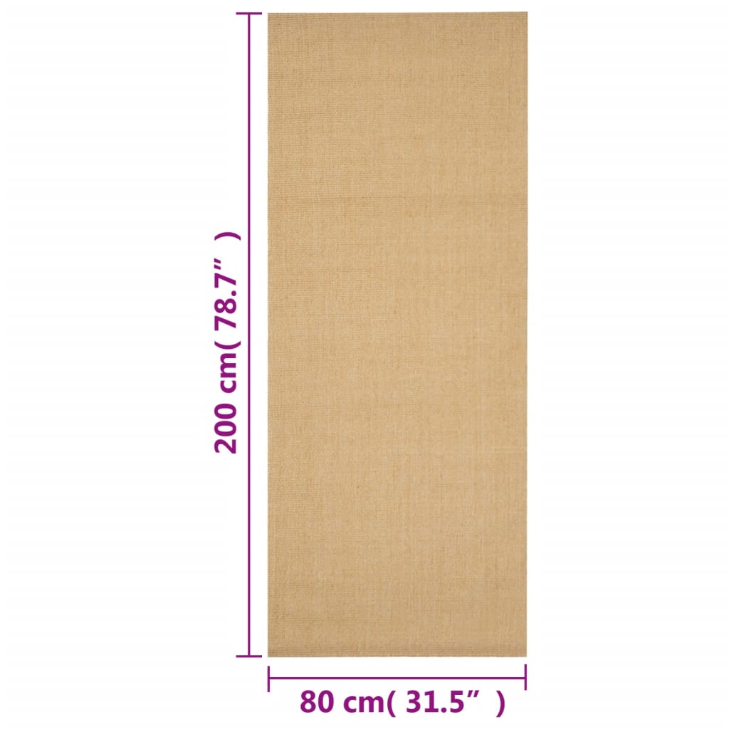 vidaXL Covor din sisal, natural, 80x200 cm vidaXL Covor din sisal, natural, 80x200 cm
