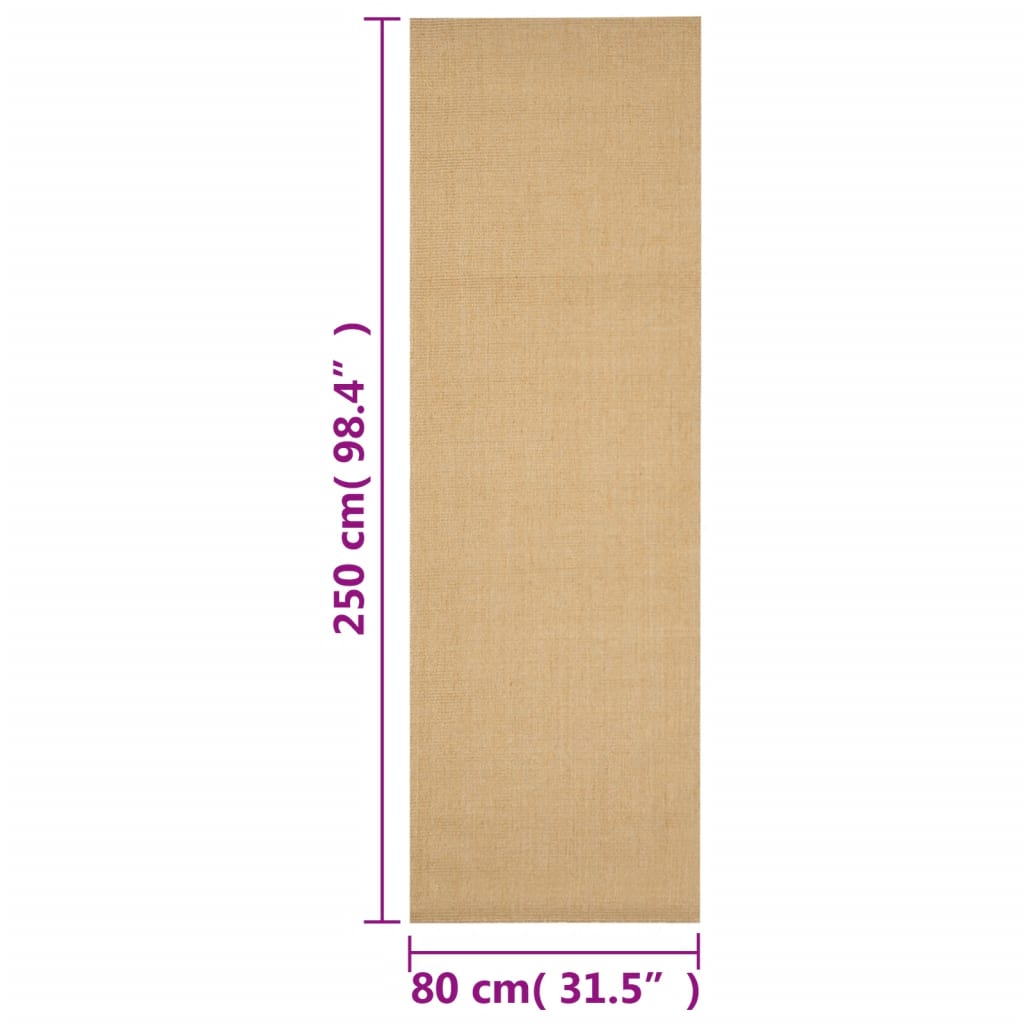 vidaXL Covor din sisal, natural, 80x250 cm vidaXL Covor din sisal, natural, 80x250 cm
