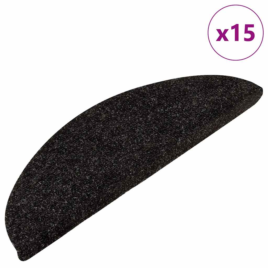 vidaXL Covorașe scări autoadezive, 15 buc, antracit, 56x17x3 cm vidaXL Covorașe scări autoadezive, 15 buc, antracit, 56x17x3 cm