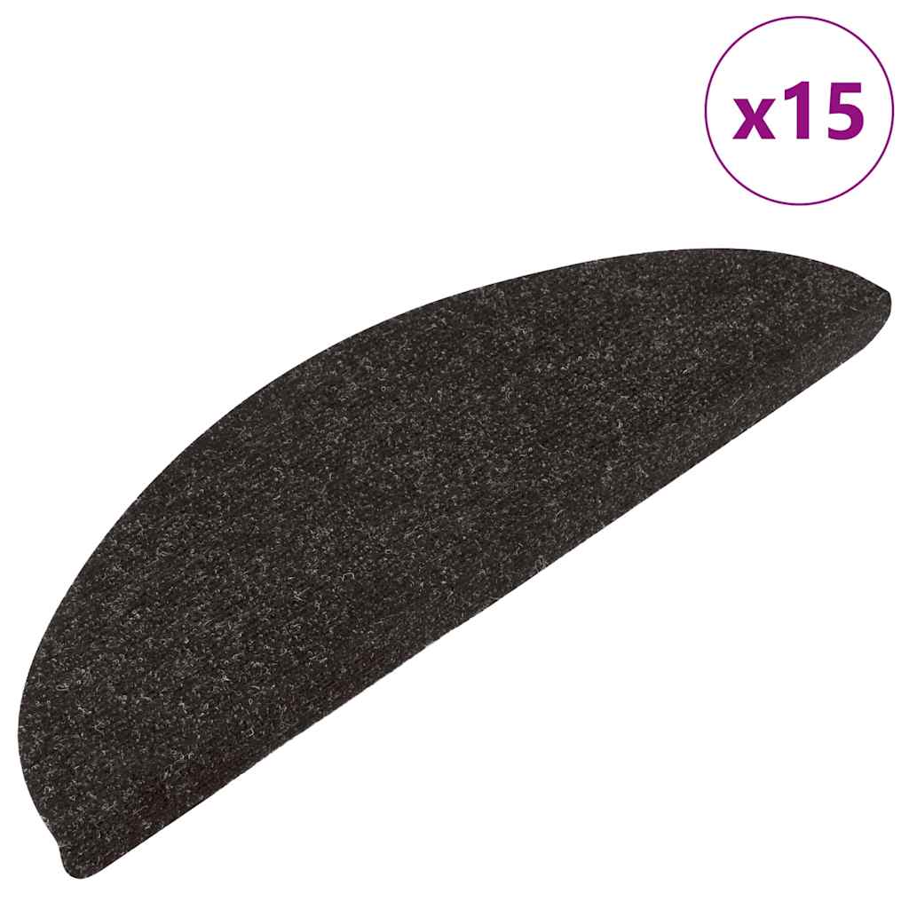 vidaXL Covorașe scări autoadezive, 15 buc., negru, 56x17x3 cm