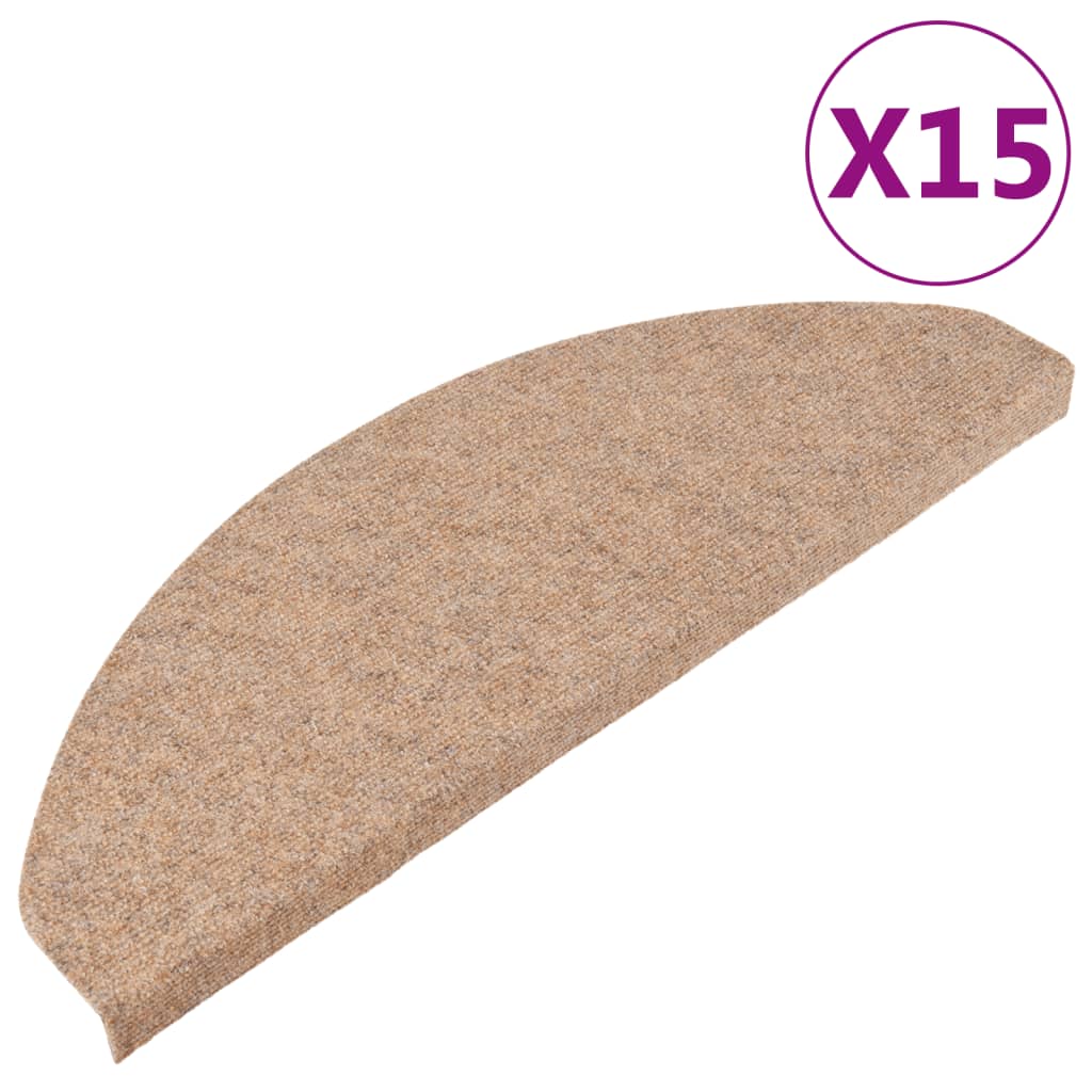 vidaXL Covorașe scări autoadezive, 15 buc., bej, 65x22,5x3,5 cm vidaXL Covorașe scări autoadezive, 15 buc., bej, 65x22,5x3,5 cm