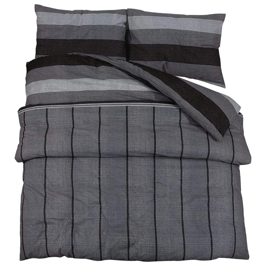 vidaXL Set cu husă de pilotă, gri închis, 155x220 cm, bumbac