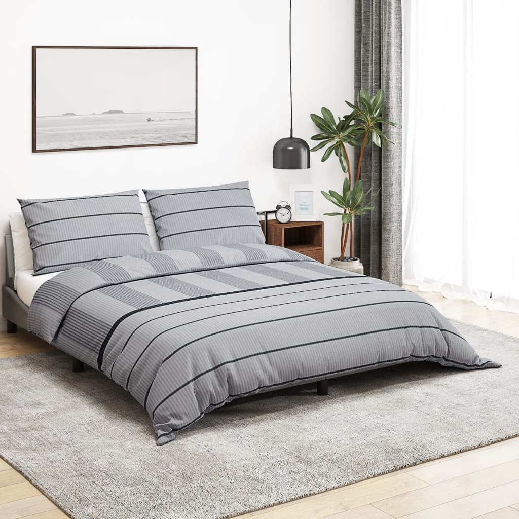 vidaXL Set cu husă de pilotă, gri, 225x220 cm, bumbac