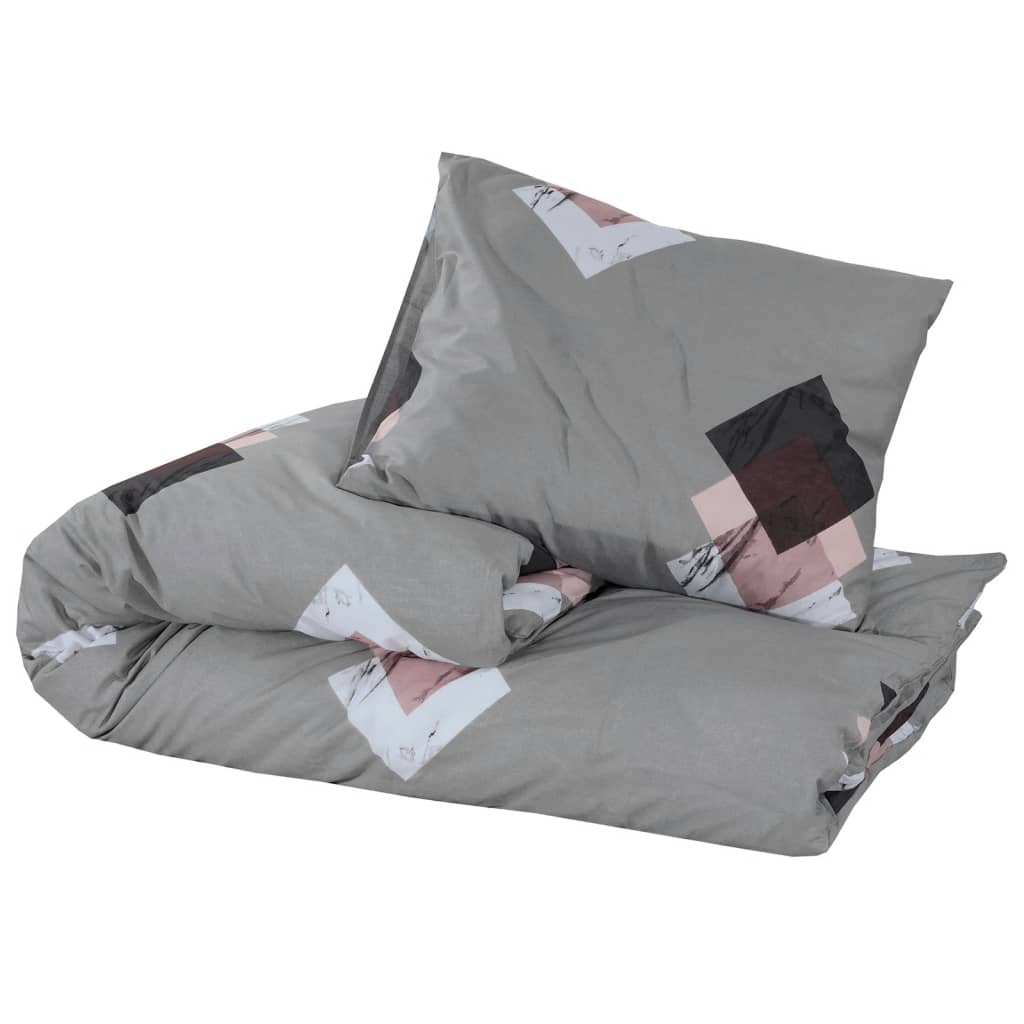 vidaXL Set cu husă de pilotă, gri, 200x200 cm, bumbac