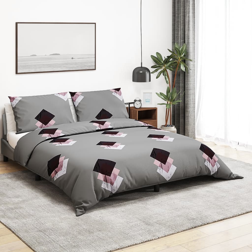vidaXL Set cu husă de pilotă, gri, 260x220 cm, bumbac