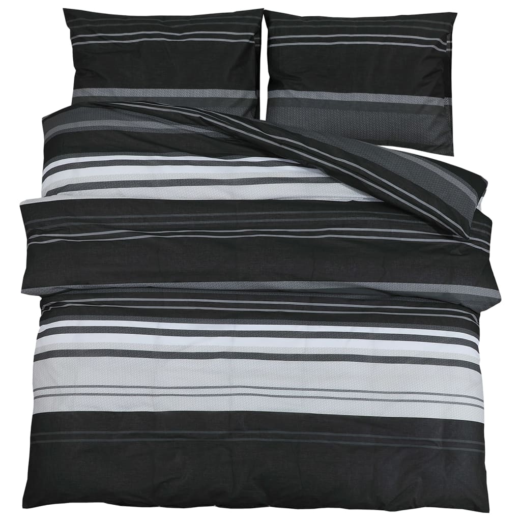 vidaXL Set cu husă de pilotă, negru și alb, 220x240 cm, bumbac