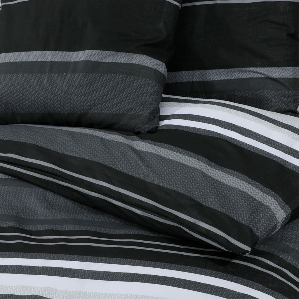 vidaXL Set cu husă de pilotă, negru și alb, 220x240 cm, bumbac
