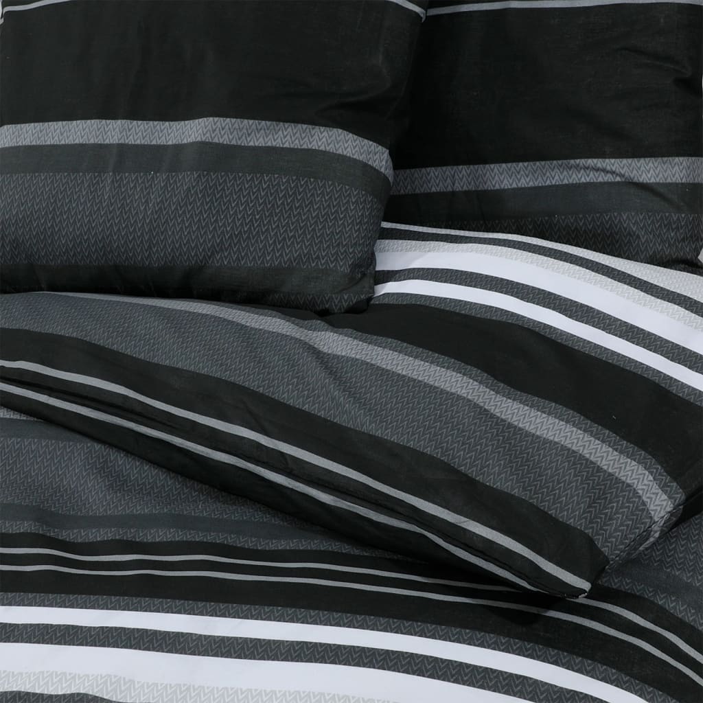 vidaXL Set cu husă de pilotă, negru și alb, 260x220 cm, bumbac