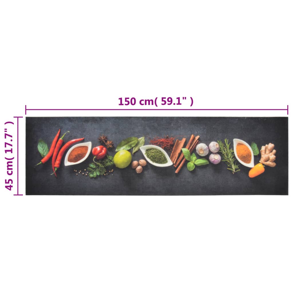 vidaXL Covor de bucătărie lavabil Spices, 45x150 cm, catifea vidaXL Covor de bucătărie lavabil Spices, 45x150 cm, catifea