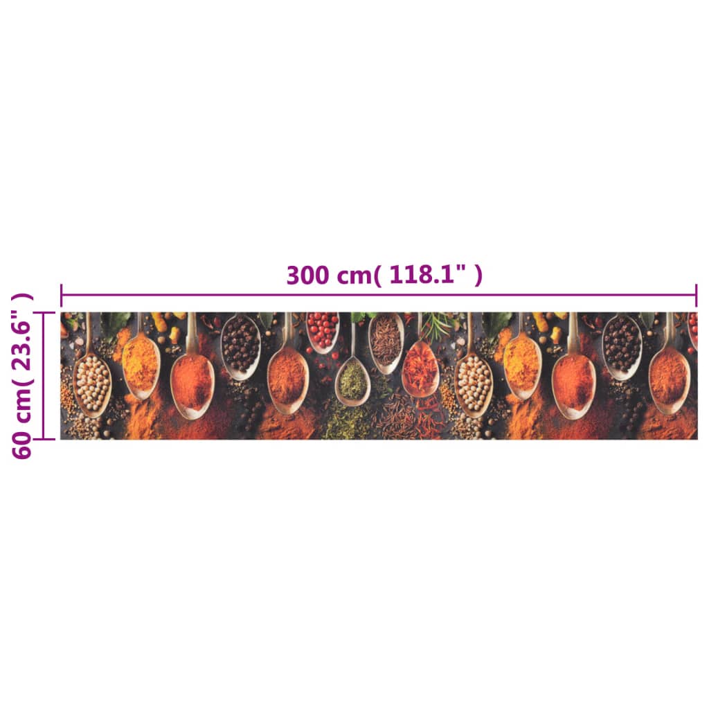 vidaXL Covor de bucătărie lavabil Spoon & Spices, 60x300 cm, catifea vidaXL Covor de bucătărie lavabil Spoon & Spices, 60x300 cm, catifea