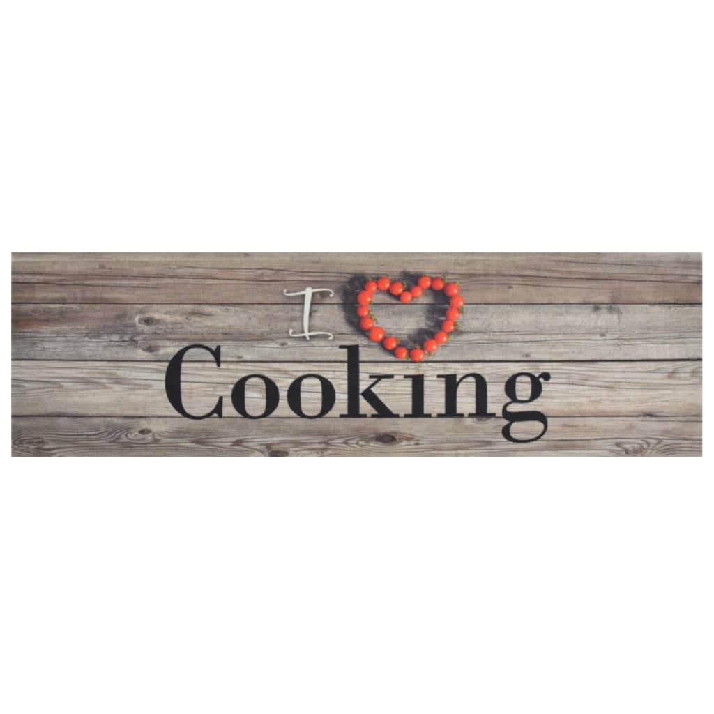 vidaXL Covor de bucătărie lavabil Cooking, gri, 45x150 cm, catifea vidaXL Covor de bucătărie lavabil Cooking, gri, 45x150 cm, catifea