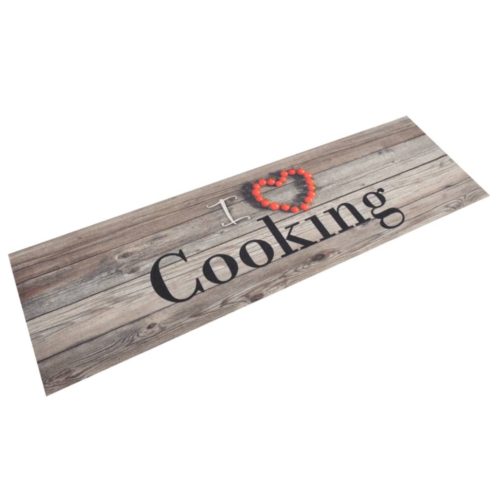 vidaXL Covor de bucătărie lavabil Cooking, gri, 45x150 cm, catifea vidaXL Covor de bucătărie lavabil Cooking, gri, 45x150 cm, catifea