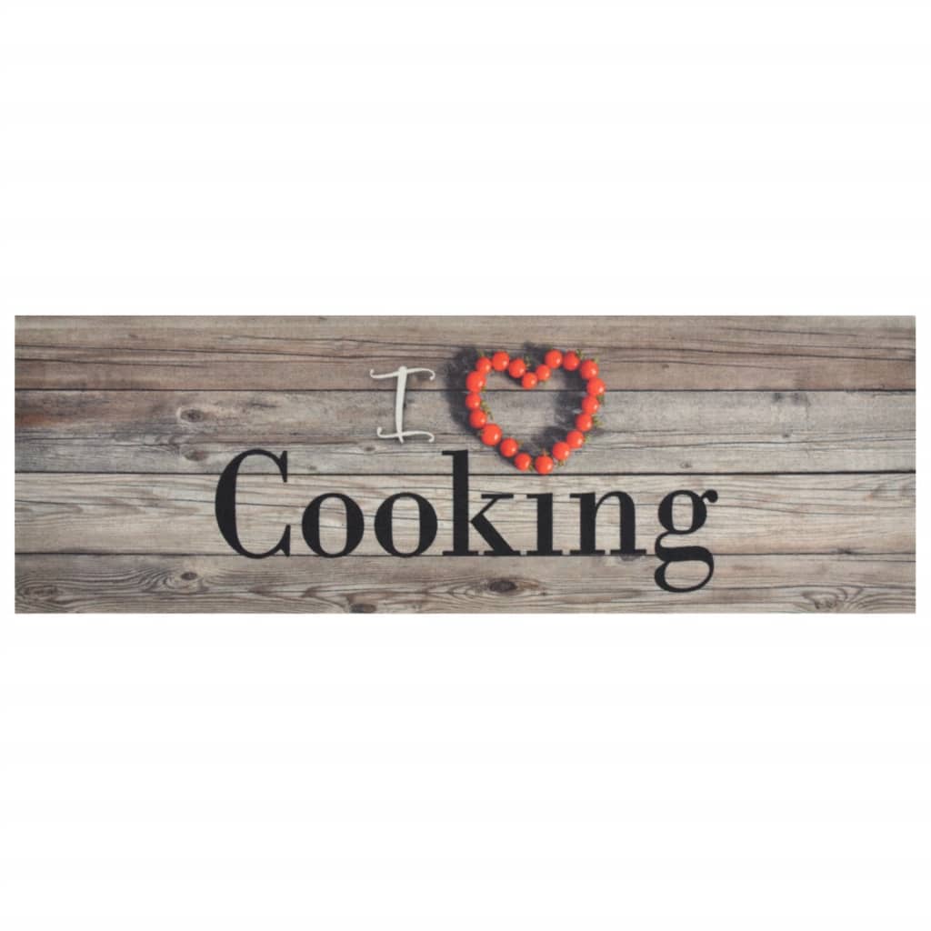 vidaXL Covor de bucătărie lavabil Cooking, gri, 60x180 cm, catifea vidaXL Covor de bucătărie lavabil Cooking, gri, 60x180 cm, catifea