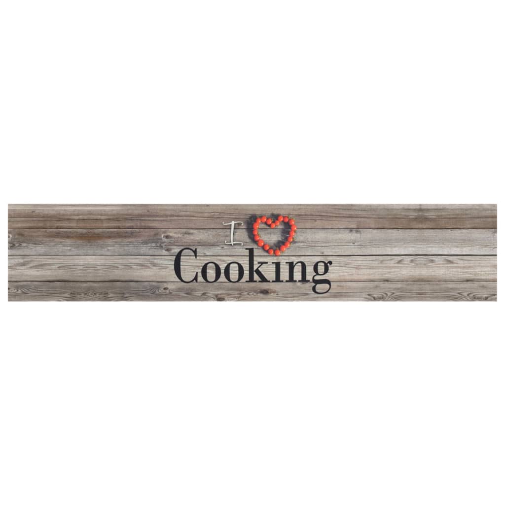 vidaXL Covor de bucătărie lavabil Cooking, gri, 60x300 cm, catifea vidaXL Covor de bucătărie lavabil Cooking, gri, 60x300 cm, catifea