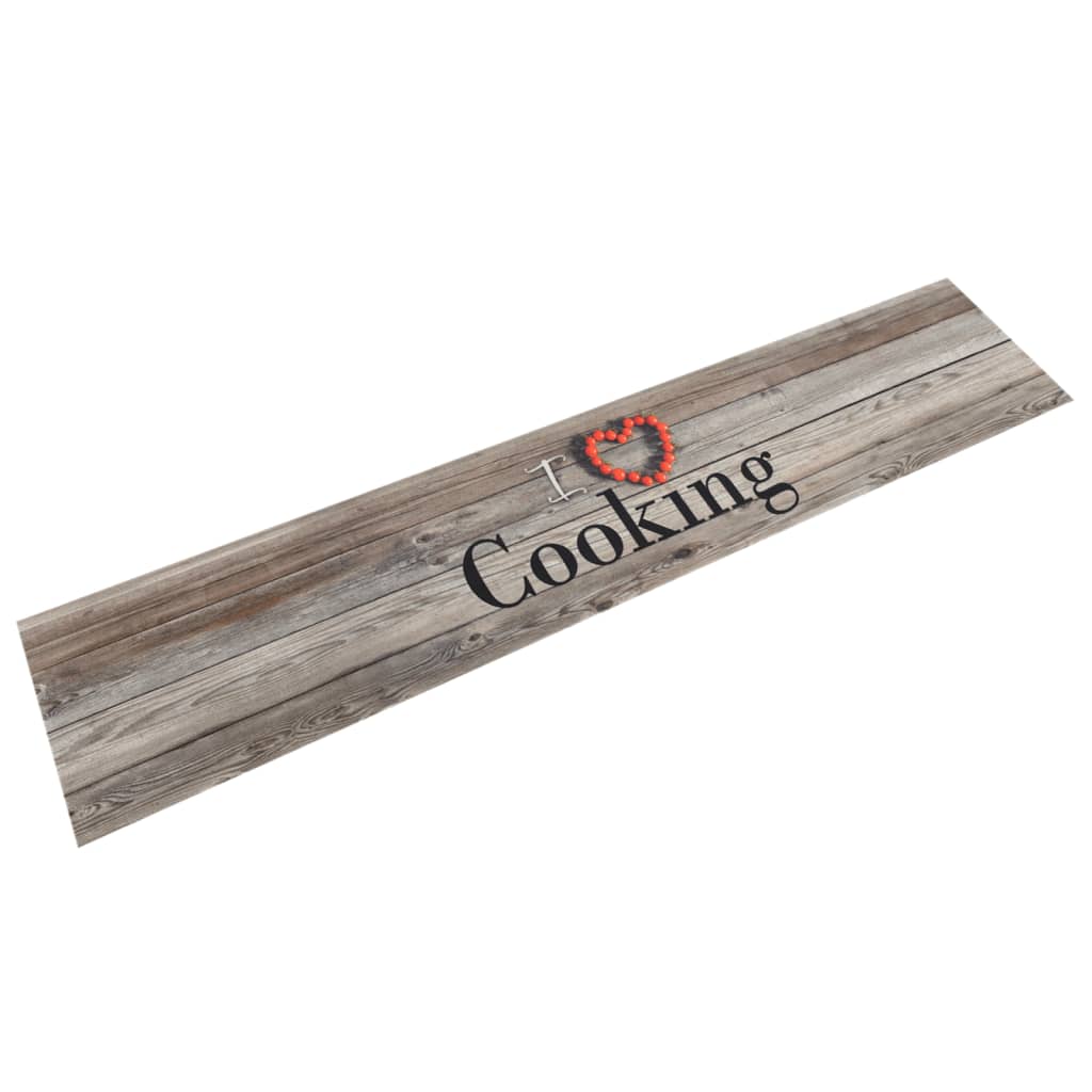 vidaXL Covor de bucătărie lavabil Cooking, gri, 60x300 cm, catifea vidaXL Covor de bucătărie lavabil Cooking, gri, 60x300 cm, catifea