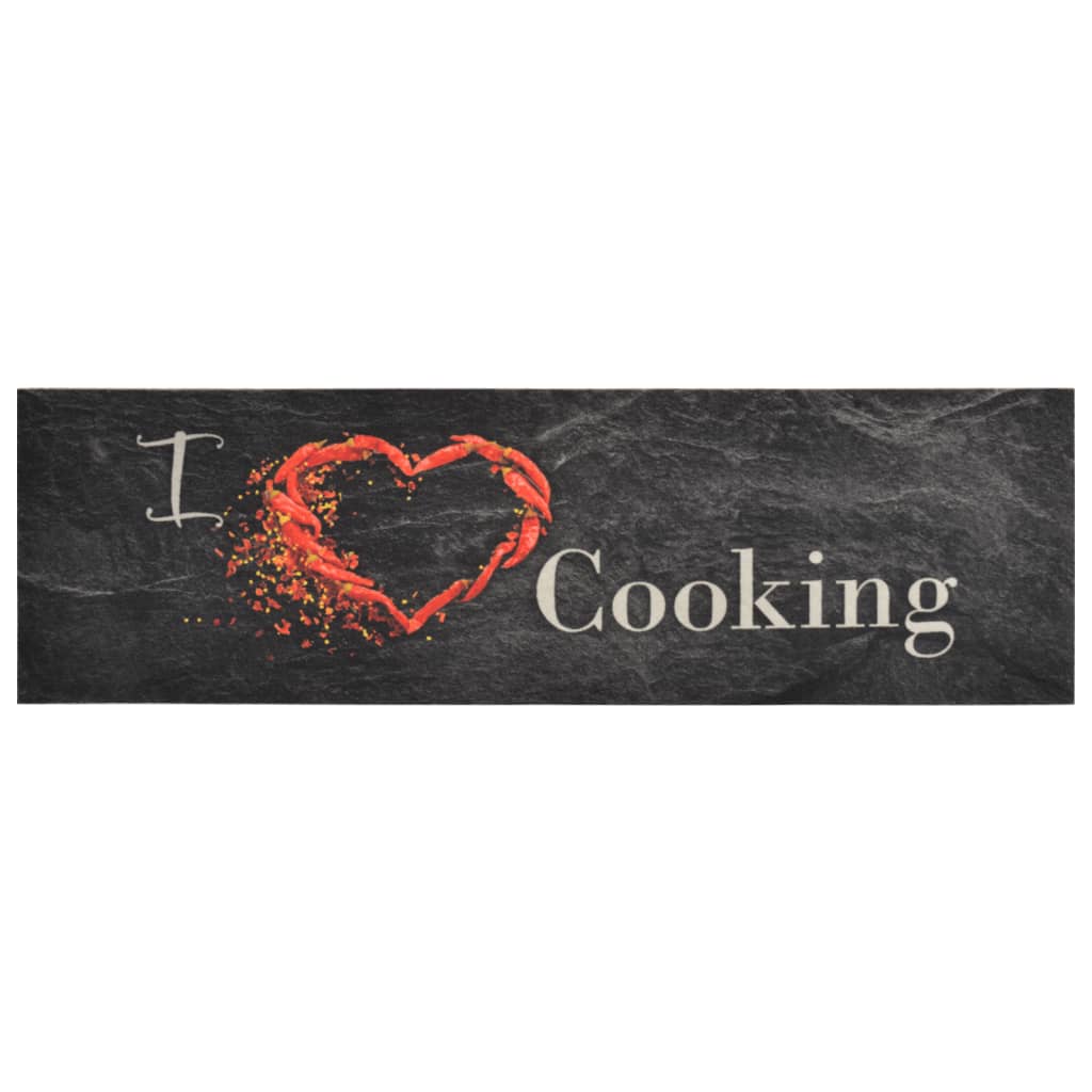 vidaXL Covor de bucătărie lavabil Cooking, negru, 45x150 cm, catifea vidaXL Covor de bucătărie lavabil Cooking, negru, 45x150 cm, catifea