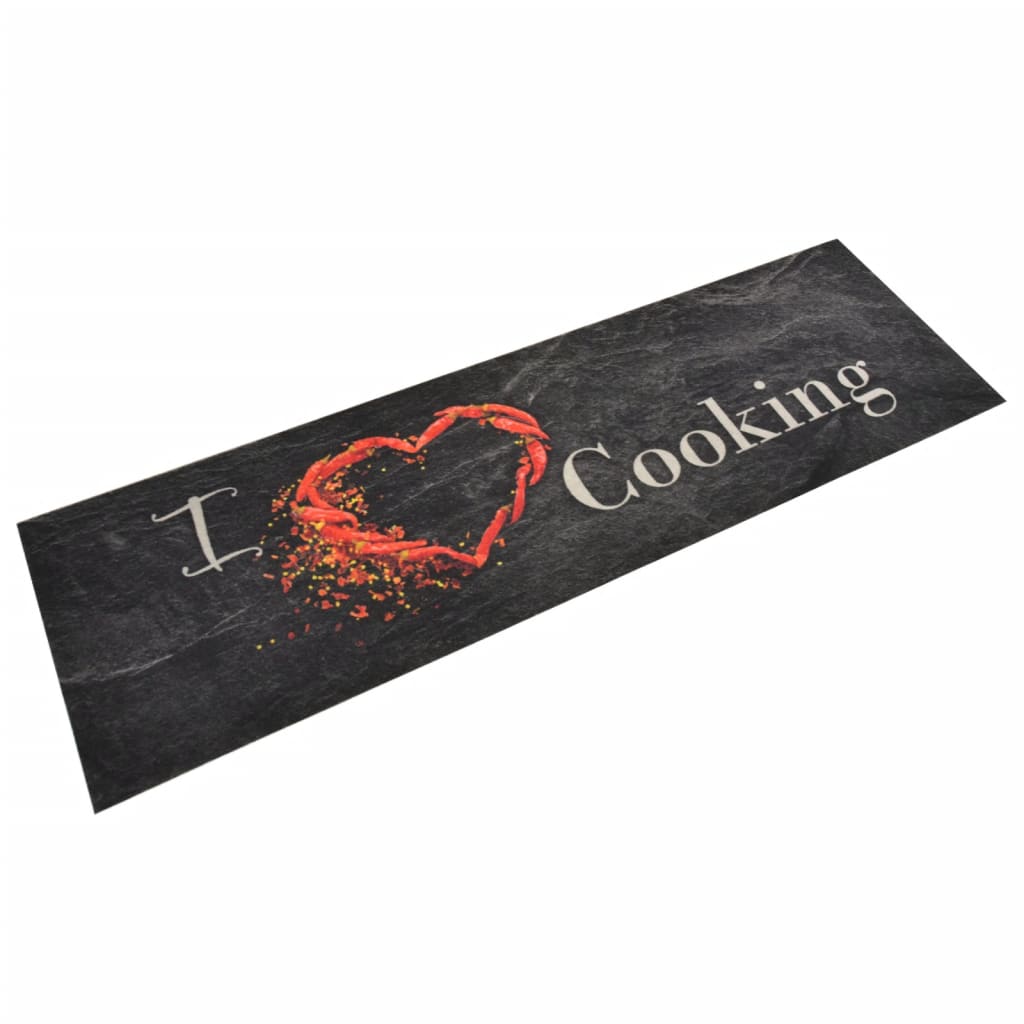 vidaXL Covor de bucătărie lavabil Cooking, negru, 45x150 cm, catifea vidaXL Covor de bucătărie lavabil Cooking, negru, 45x150 cm, catifea