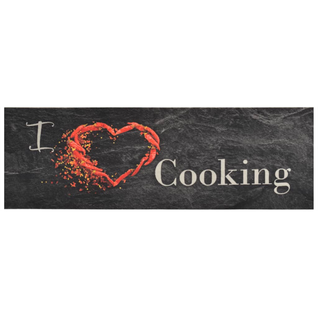vidaXL Covor de bucătărie lavabil Cooking, negru, 60x180 cm, catifea vidaXL Covor de bucătărie lavabil Cooking, negru, 60x180 cm, catifea