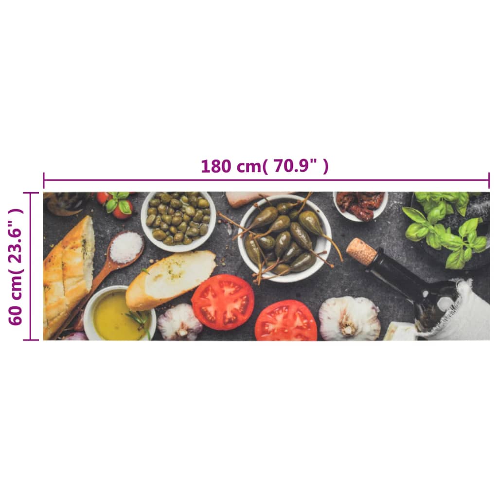 vidaXL Covor de bucătărie lavabil Wine & Dinner, 60x180cm, catifea