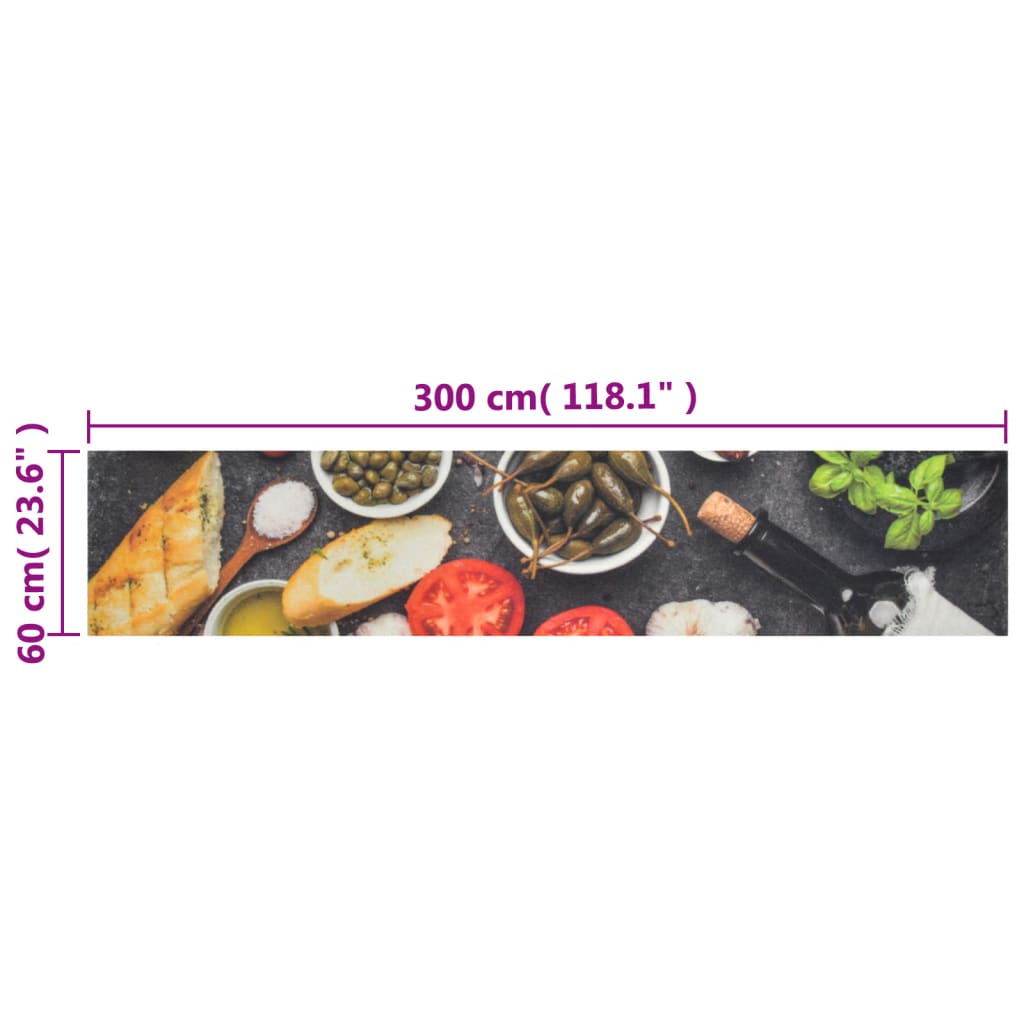 vidaXL Covor de bucătărie lavabil Wine & Dinner, 60x300 cm, catifea