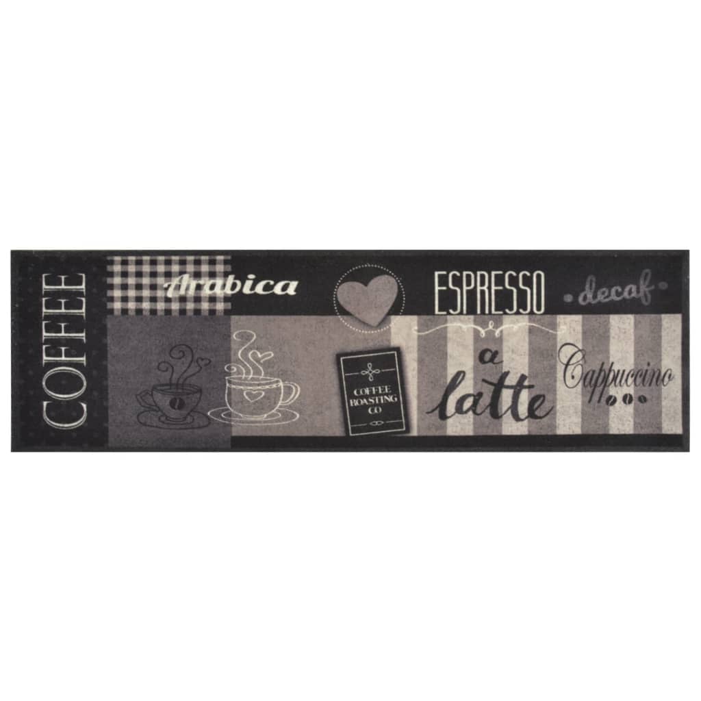 vidaXL Covor de bucătărie lavabil Coffee, negru, 45x150 cm, catifea vidaXL Covor de bucătărie lavabil Coffee, negru, 45x150 cm, catifea