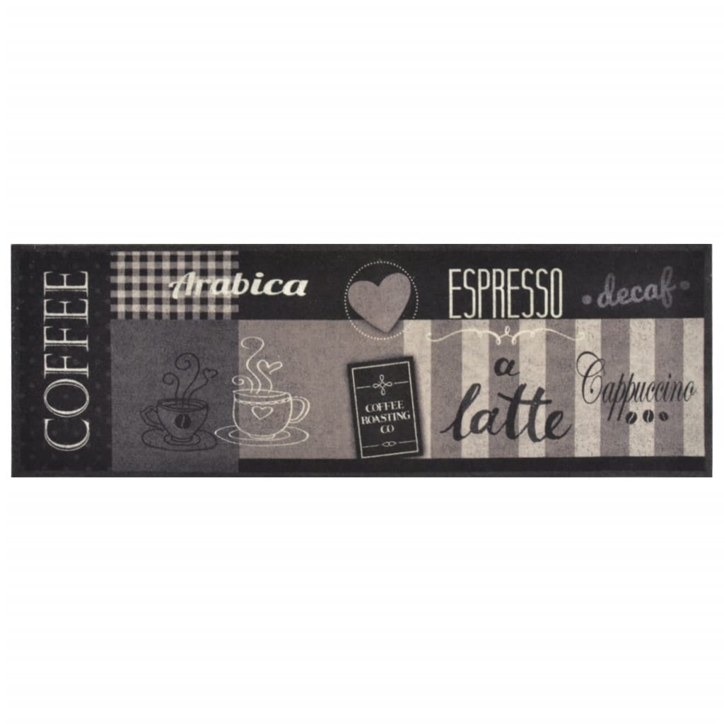 vidaXL Covor de bucătărie lavabil Coffee, negru, 60x180 cm, catifea