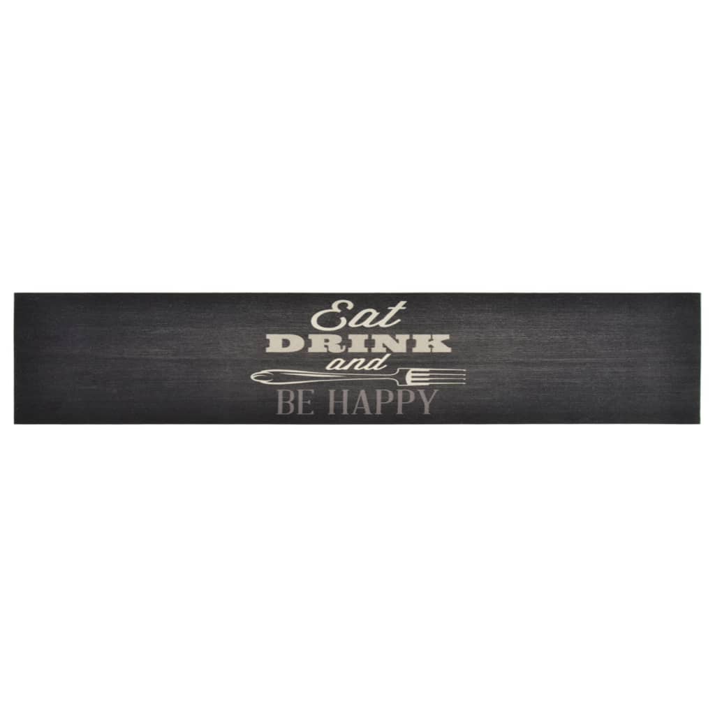 vidaXL Covor de bucătărie lavabil Kitchen, negru, 60x300 cm, catifea vidaXL Covor de bucătărie lavabil Kitchen, negru, 60x300 cm, catifea