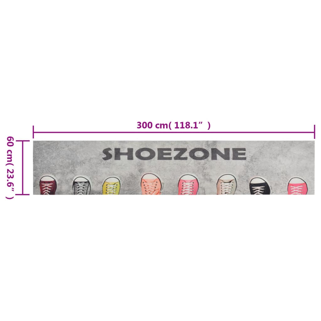 vidaXL Covor de bucătărie lavabil Shoezone, 60x300 cm, catifea vidaXL Covor de bucătărie lavabil Shoezone, 60x300 cm, catifea