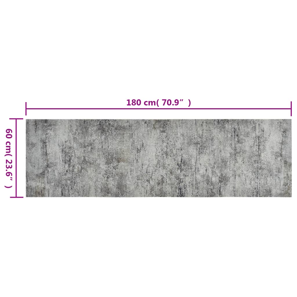 vidaXL Covor de bucătărie lavabil Beton, 60x180cm, catifea vidaXL Covor de bucătărie lavabil Beton, 60x180cm, catifea