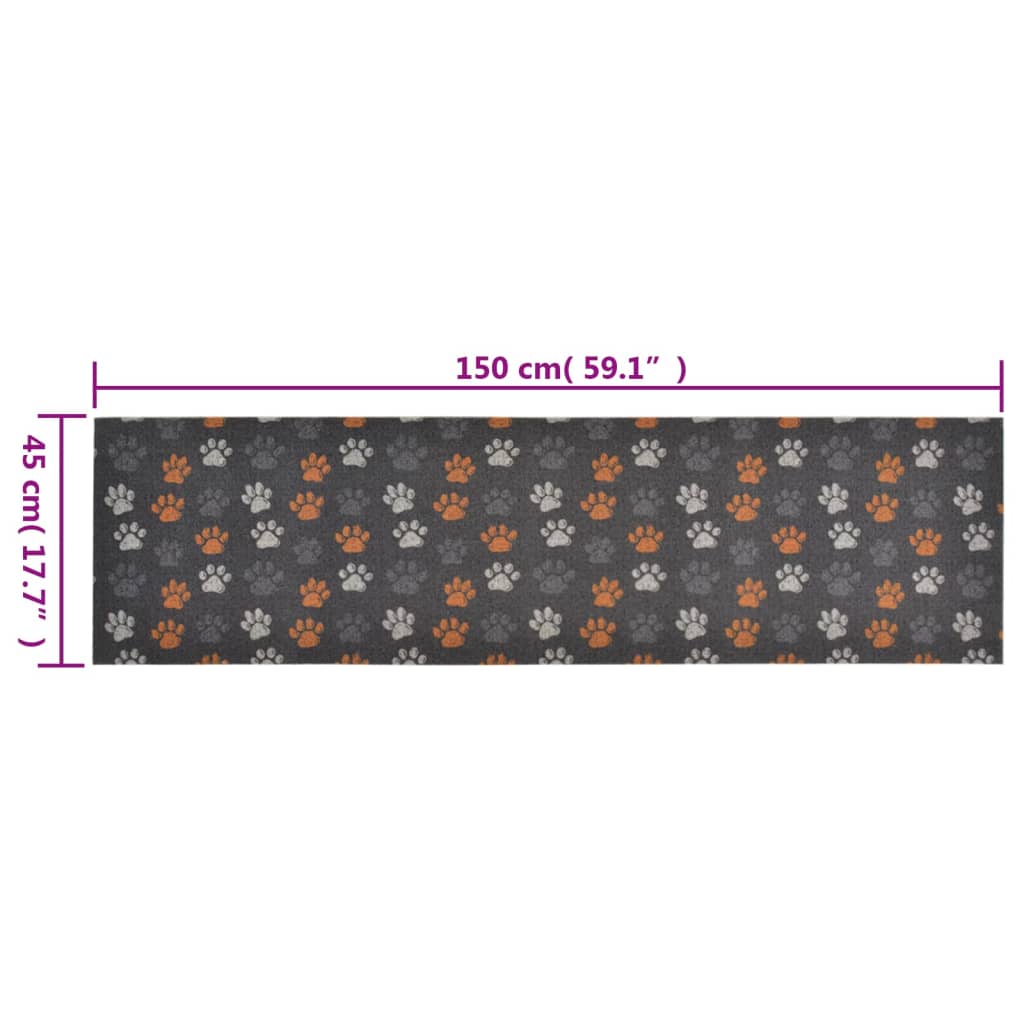 vidaXL Covor de bucătărie lavabil Paws, 45x150 cm, catifea vidaXL Covor de bucătărie lavabil Paws, 45x150 cm, catifea