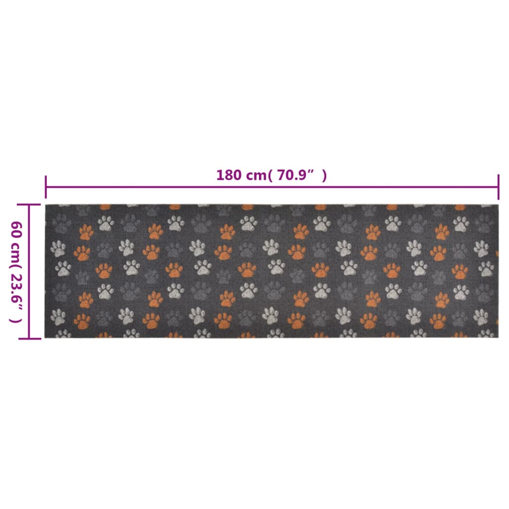 vidaXL Covor de bucătărie lavabil Paws, 60x180cm, catifea vidaXL Covor de bucătărie lavabil Paws, 60x180cm, catifea