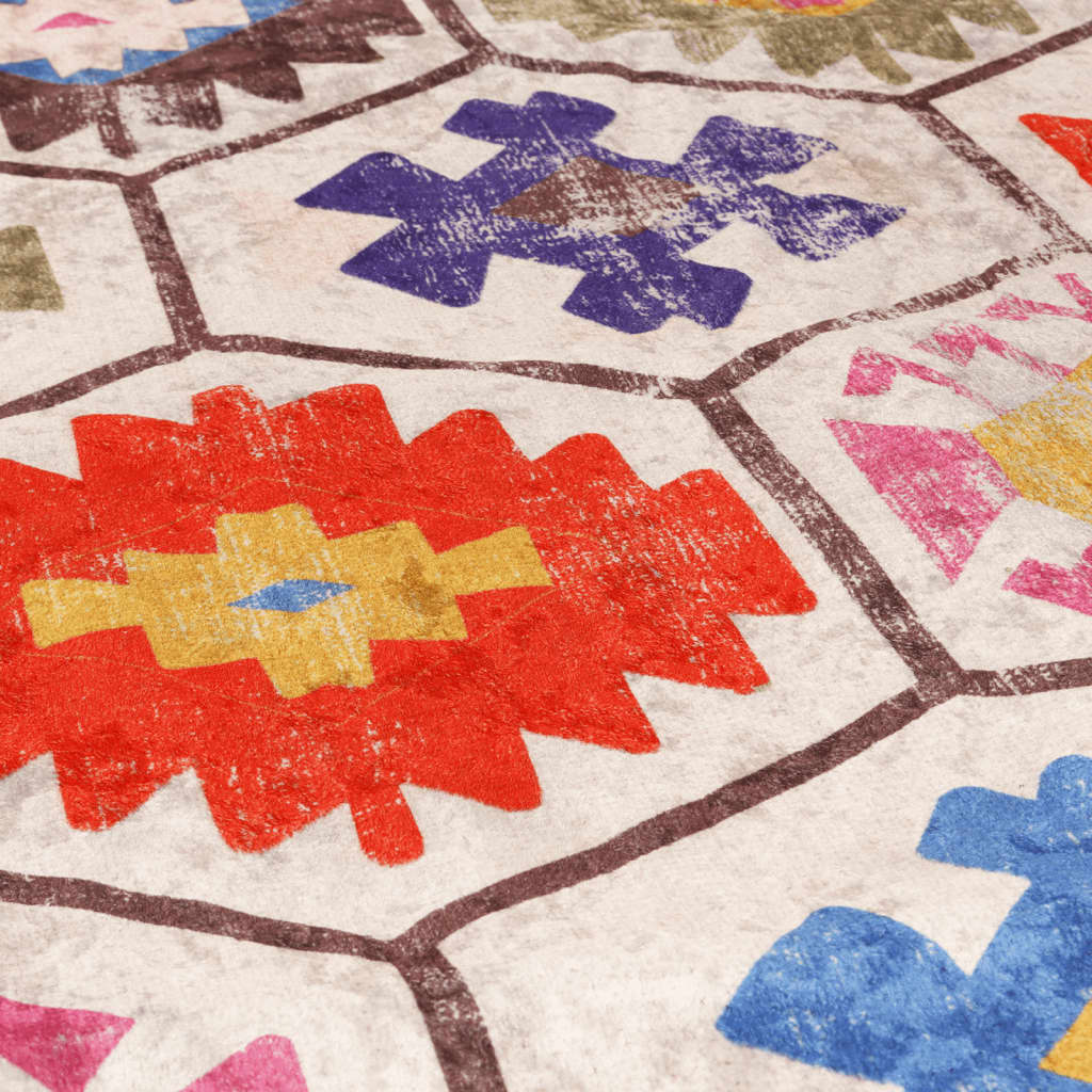 vidaXL Covor lavabil, multicolor, Ø 120 cm, anti-alunecare