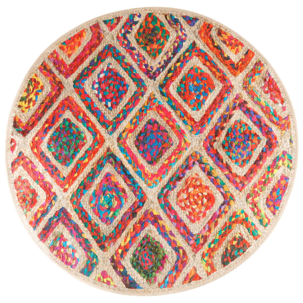 vidaXL Covor lavabil, multicolor, Ø 120 cm, anti-alunecare