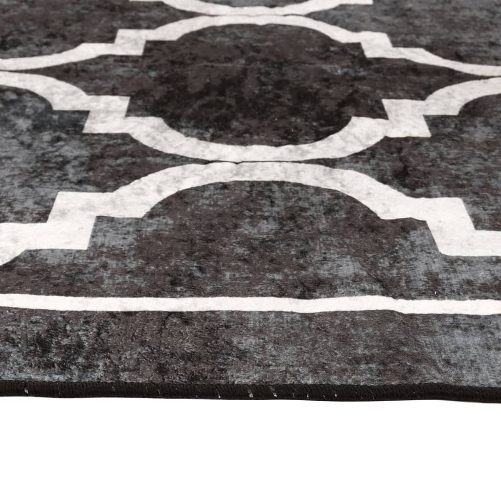 vidaXL Covor lavabil, alb și negru, 80x300 cm, anti-alunecare