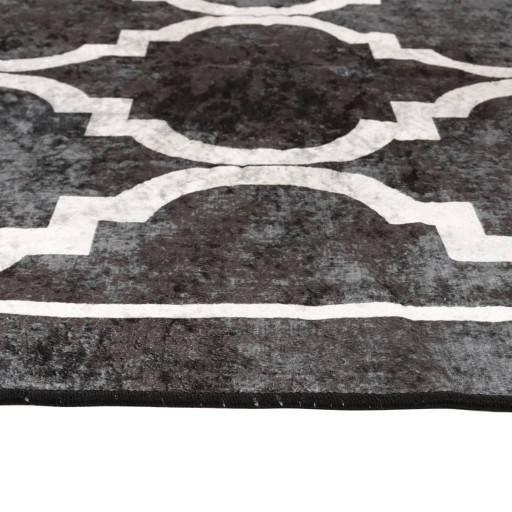 vidaXL Covor lavabil anti-alunecare, alb și negru, 160x230 cm