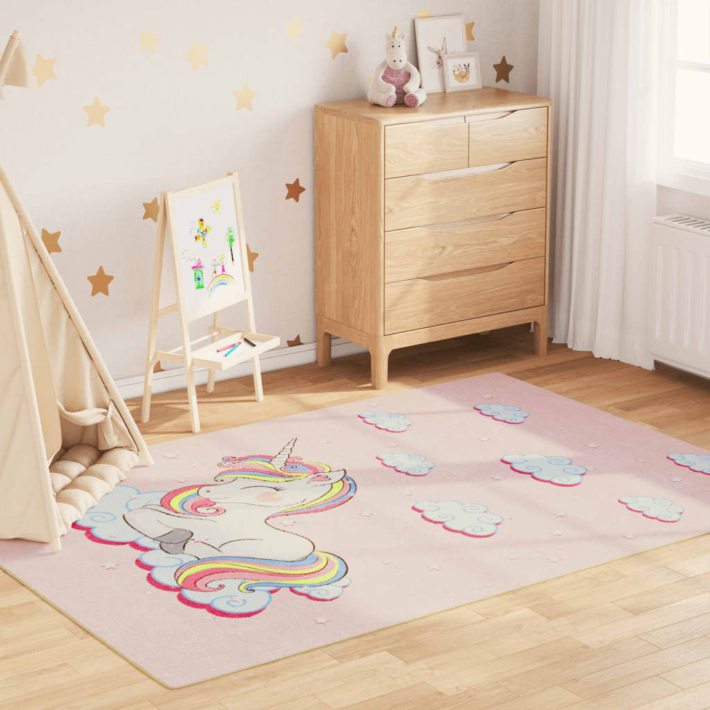 vidaXL Covor copii, roz unicorn, 160x230 cm, lavabil, anti-alunecare vidaXL Covor copii, roz unicorn, 160x230 cm, lavabil, anti-alunecare