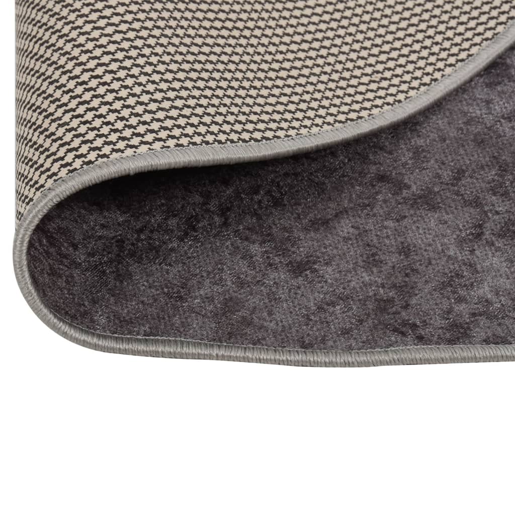 vidaXL Covor lavabil, gri, Ø 200 cm, anti-alunecare