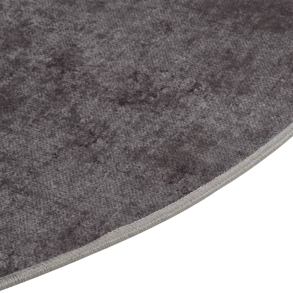 vidaXL Covor lavabil, gri, Ø 200 cm, anti-alunecare