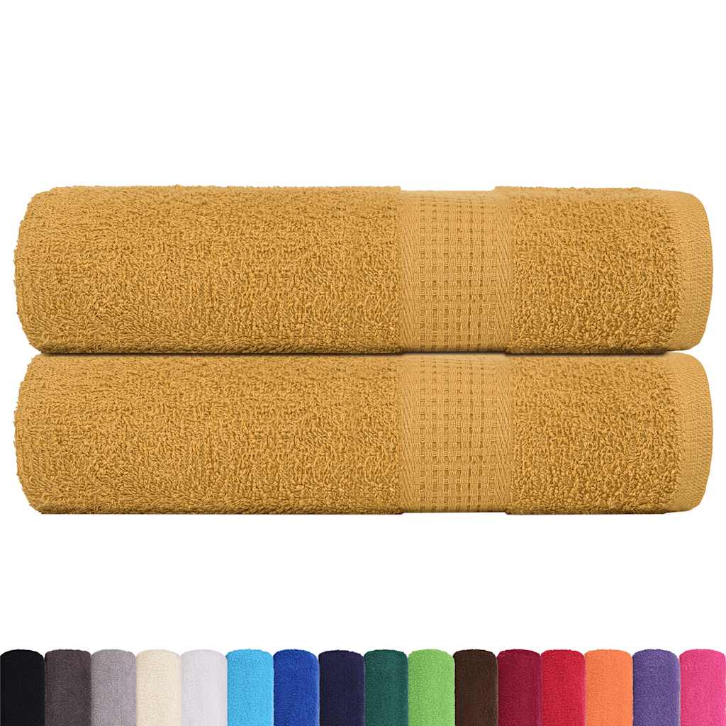 vidaXL Prosoape de baie 2 buc Aur 100x150 cm 360 g/m² 100% bumbac vidaXL Prosoape de baie 2 buc Aur 100x150 cm 360 g/m² 100% bumbac