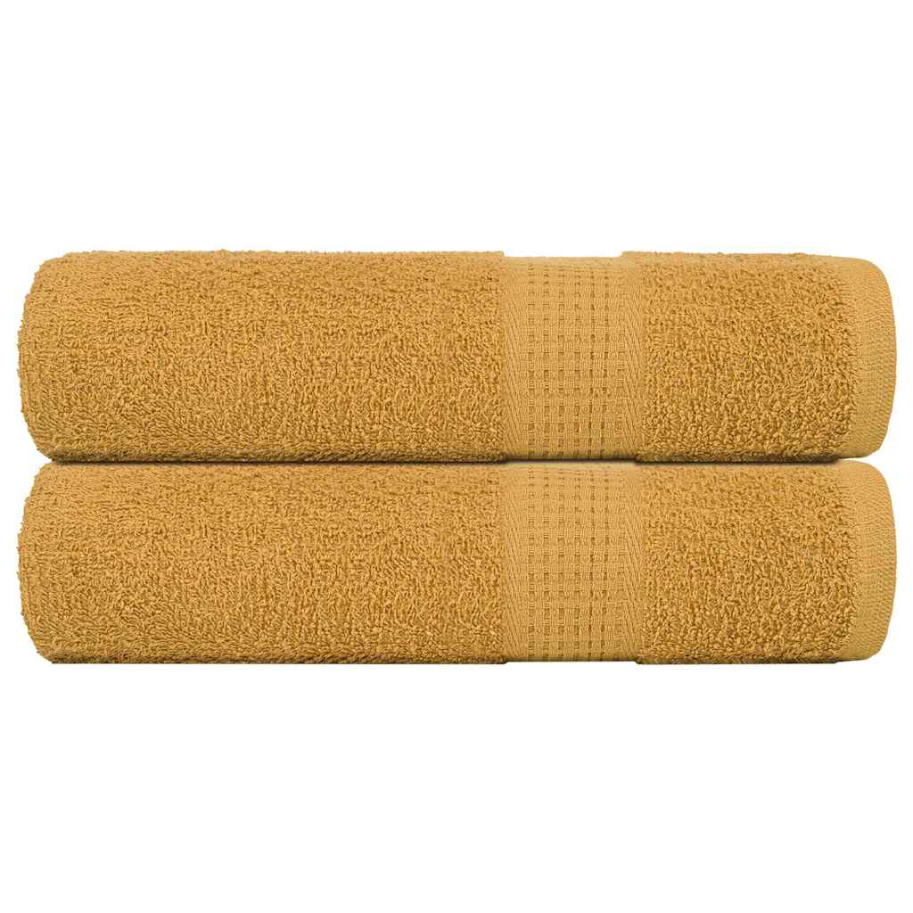 vidaXL Prosoape de baie 2 buc Aur 100x150 cm 360 g/m² 100% bumbac vidaXL Prosoape de baie 2 buc Aur 100x150 cm 360 g/m² 100% bumbac
