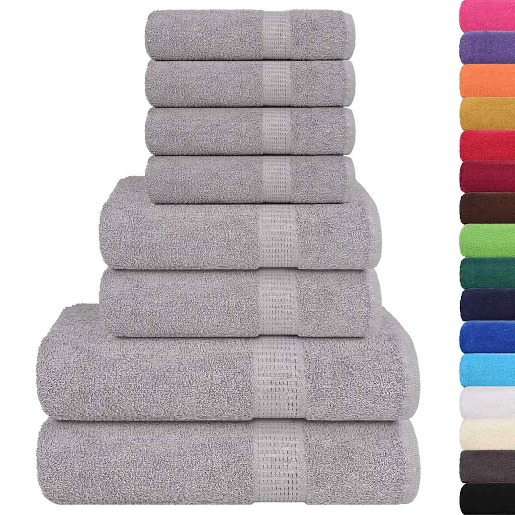 vidaXL Set prosoape 8 piese gri 360 g/m² 100% bumbac vidaXL Set prosoape 8 piese gri 360 g/m² 100% bumbac