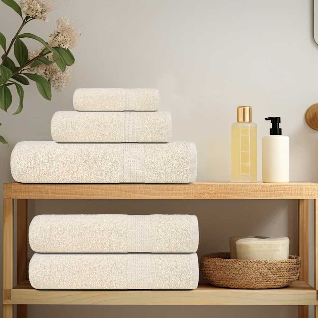 vidaXL Set prosoape 8 piese cremă 360 g/m² 100% bumbac vidaXL Set prosoape 8 piese cremă 360 g/m² 100% bumbac